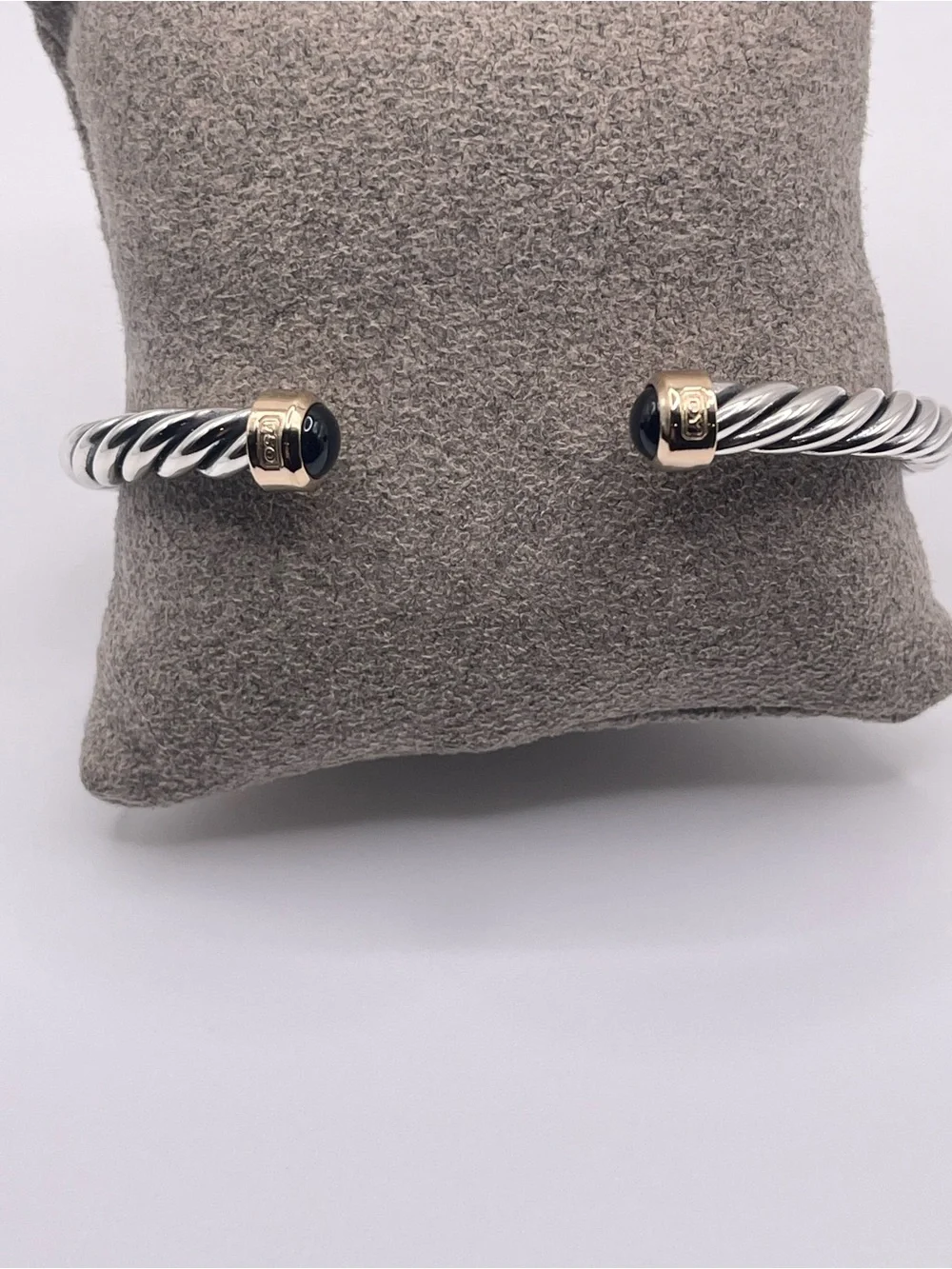 David Yurman Cable Cuff Bracelet with 18K Yellow Gold and Black Onyx, 6mm